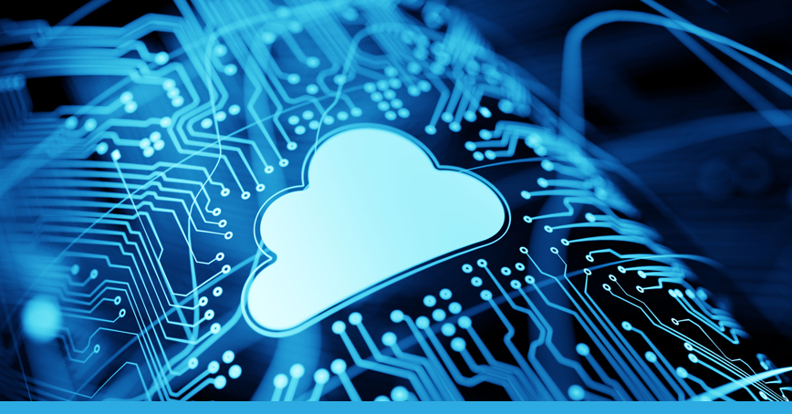 A blog post image of a blue circuit-board with a cloud symbol embedded on the front.